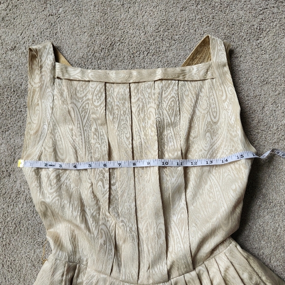 Vintage 50s 60s Sleeveless Gold Brocade Dress Size XS-S Modsquad Mid-century - Picture 11 of 14